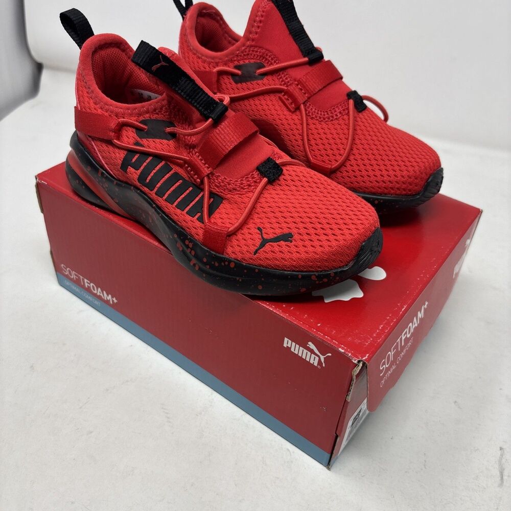 Puma Rift Slip On Speckle Boys PS Shoes Size 11C Red Black Sneakers